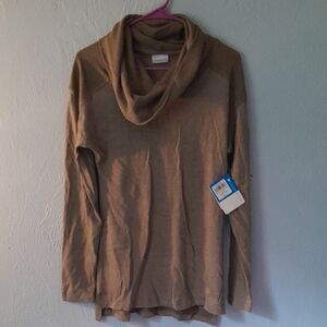 Columbia LIGHT Green Cowl Neck Shirt Easygoing Long Sleeve Size Small